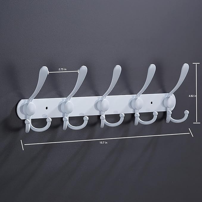 Coat Rack Wall Mounted, 5 Tri Stainless Steel Coat Hook - Image 2