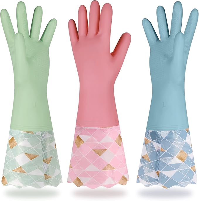 Yiomxhi Household Cleaning Gloves 3 Pairs Reusable Dishwashing Gloves Latex Free by Unknown