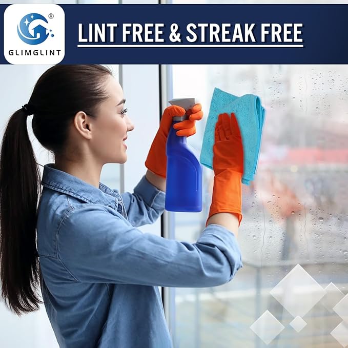 GLIMGLINT Microfiber Cleaning Cloth, 12PK Reusable Cleaning Rags, Highly - Image 5