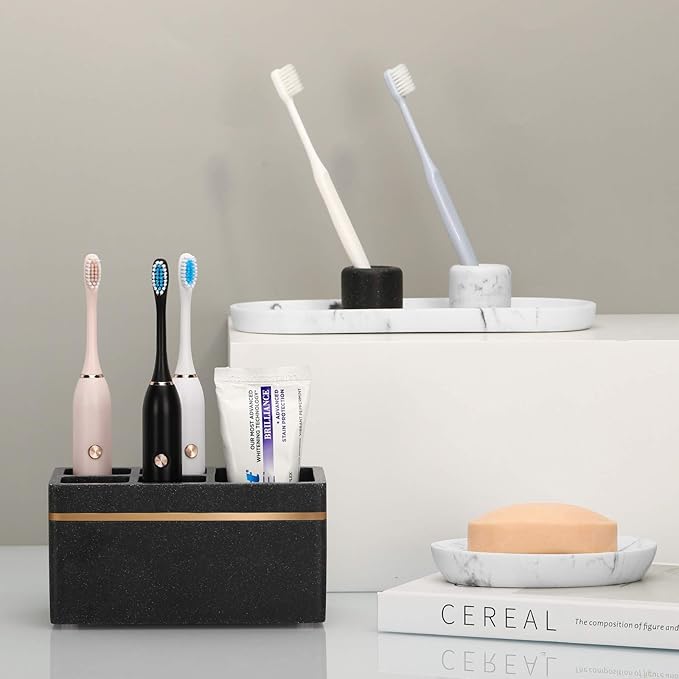Shinowa Resin Toothbrush Holder, 5 Slots Hygienic Electric Toothbrush Holder - Image 7