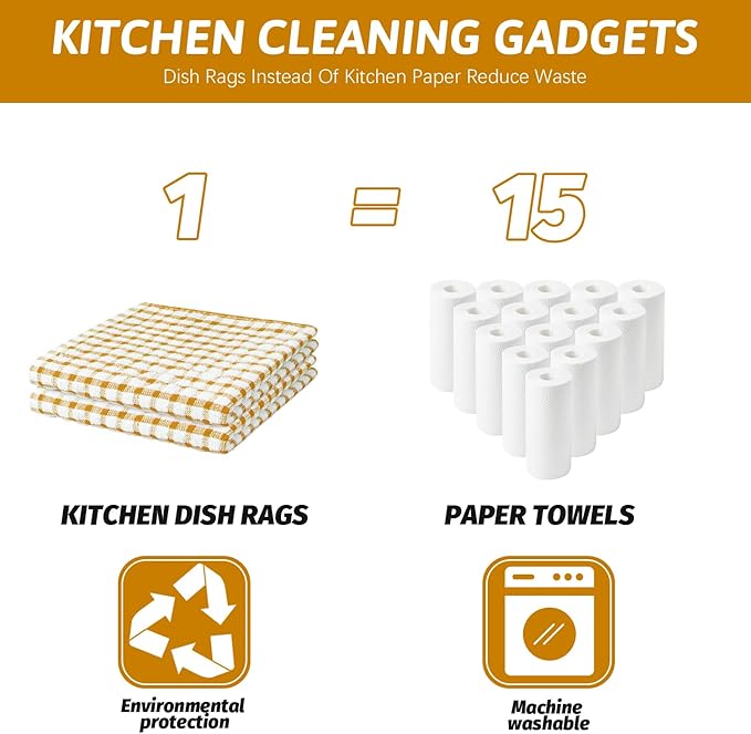 Nialnant 8 Pcs Kitchen Dish Rags, 100% Cotton Kitchen Towels Soft Absorbent - Image 5