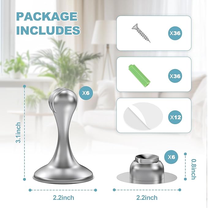 Magnetic Door Stoppers 6 Pack, Stainless Steel Door Stops - Image 5