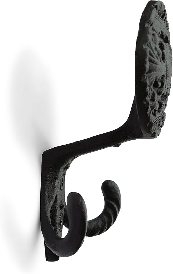 Ambipolar 3-Pack Fleur de lis Plate Style Coat Hooks, Vintage Black Hooks - Image 7
