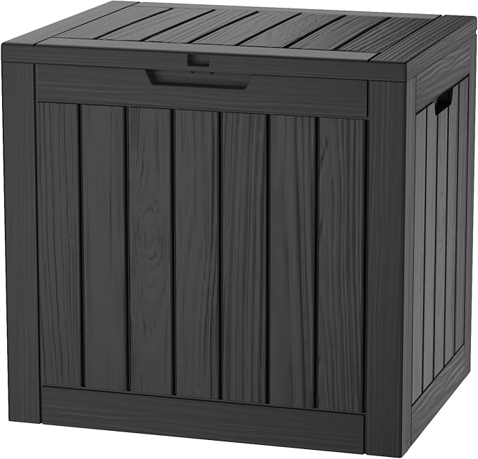 TARKARI 35 Gallon Lockable Resin Deck Box, Waterproof & UV-Resistant Outdoor Storage Box for Outdoor Cushion Storage, Garden Tools & Pool Accessories Storage, Black by Home