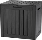 TARKARI 35 Gallon Lockable Resin Deck Box, Waterproof & UV-Resistant Outdoor Storage Box for Outdoor Cushion Storage, Garden Tools & Pool Accessories Storage, Black by Home
