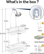 YASONIC Shower Caddy Hanging, Never Rust Shower Organizer Hanging, Aluminum - Image 2