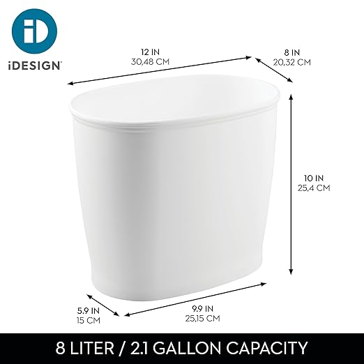 iDesign Slim Plastic Bathroom Trash Can, Small Garbage Bin - Image 4