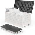 VINGLI 75 Gallon Collapsible Outdoor Storage Box, Simple-to-assemble Plastic Storage Containers with Lid, Patio Deck Box Furniture for Garden, Pool, Balcony, Yard (White) by VINGLI