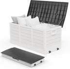 VINGLI 75 Gallon Collapsible Outdoor Storage Box, Simple-to-assemble Plastic Storage Containers with Lid, Patio Deck Box Furniture for Garden, Pool, Balcony, Yard (White) by VINGLI