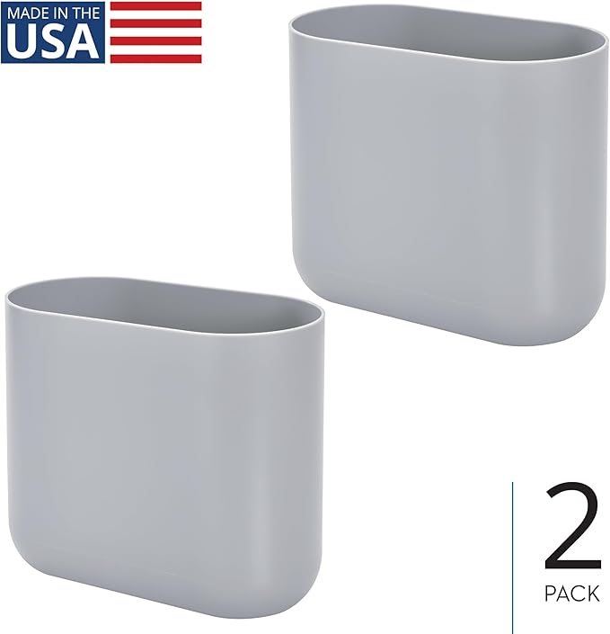 iDesign Small Slim Plastic Bathroom Trash Can, Garbage Can - Image 2