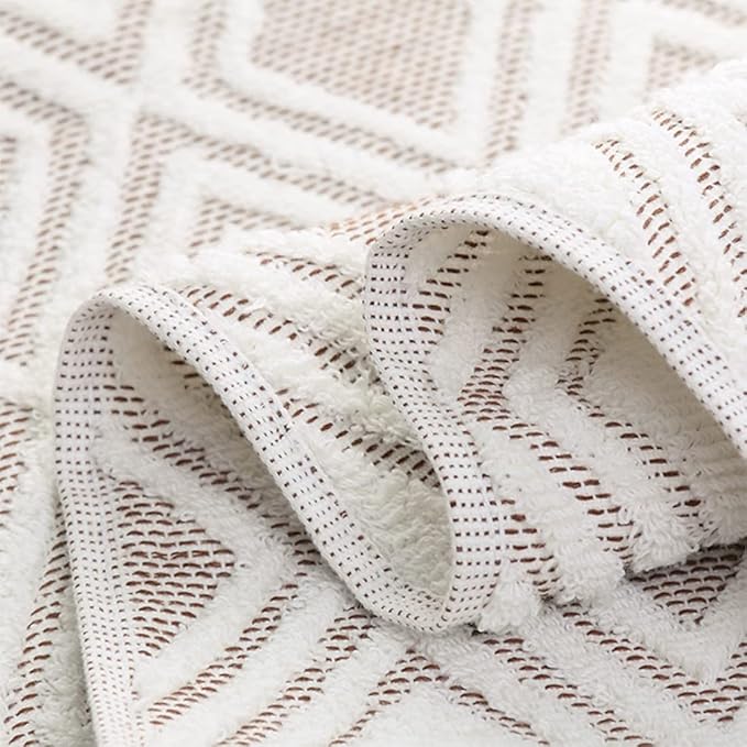 Pidada Bath Hand Towel Set of 3 Diamond Pattern 100% Cotton Absorbent Soft - Image 8