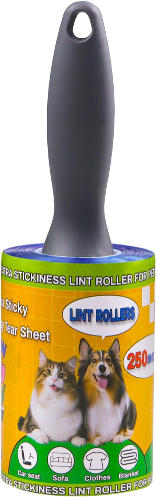Lint Roller Pet Hair Value Pack of 250 Sheets, Extra Sticky Lint Remover by Sunroda