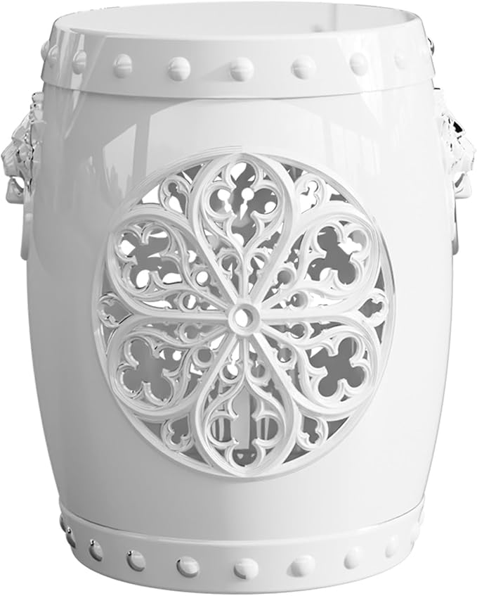 EFU Resin Garden Stool Indoor Outdoor,Decorative Antique Classic-Like Appearance, Waterproof UV Resistant Lightweight Sturdy,for Living Room, Garden Room, Patio(White) by Unknown