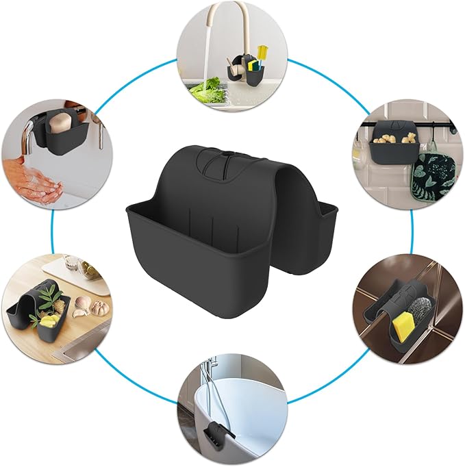 Sponge Holder for Kitchen Sink, Silicone Sink Saddle Caddy Organizer Rack - Image 5