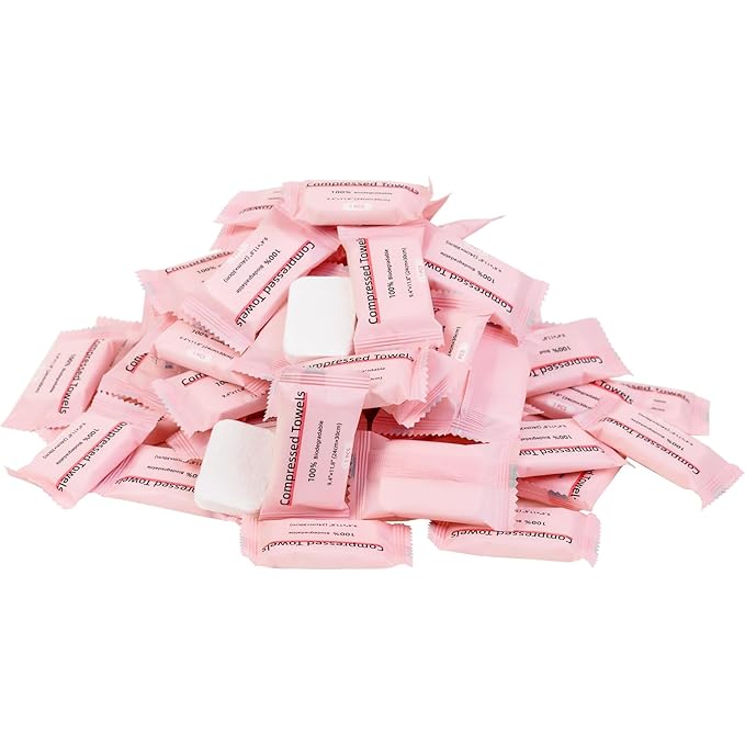 Compressed Towels for Travel, 70 Bulk Pack Coin Tissues, Individually Wrapped by icotle