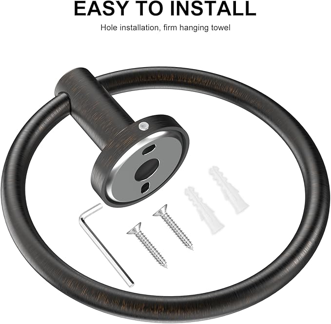 SetSail Towel Holder for Bathroom Wall 2 Packs Towel Ring Screw-in Stainless - Image 4
