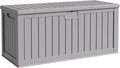 Flamaker Resin Deck Box 250 Gallon, Waterproof Imitation-Wood Lockable Storage Box with Separator Plate Outdoor Indoor, Garden, Patio Furniture for Tools&Pool Accessories (Gray) by Flamaker