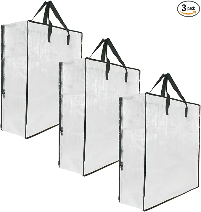 3 Pack Clear Storage Bags with Zipper and Handles, Blanket Bags by GONGKANGYUAN