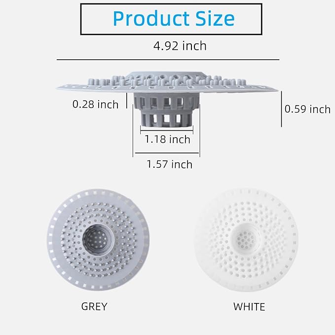White Drain Hair Catcher Shower Drain Cover Hair Catcher Bathtub Drain Hair - Image 5