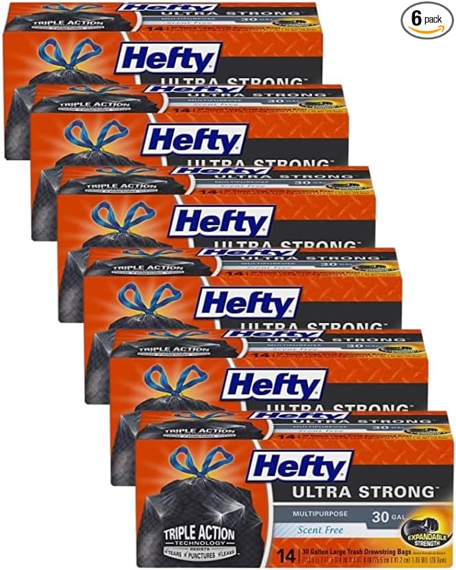 Hefty Ultra Strong Multipurpose Large Trash Bags, 30 Gallon 14 Count by Hefty
