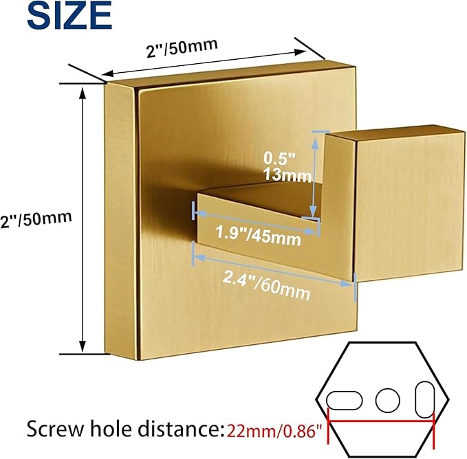 Towel Hooks for Bathrooms, Brushed Gold Towel Hook for Kitchen Bathroom - Image 3