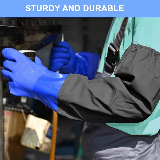Haiou PVC Chemical Resistant, Long Rubber, Heavy Duty Waterproof Gloves - Image 5
