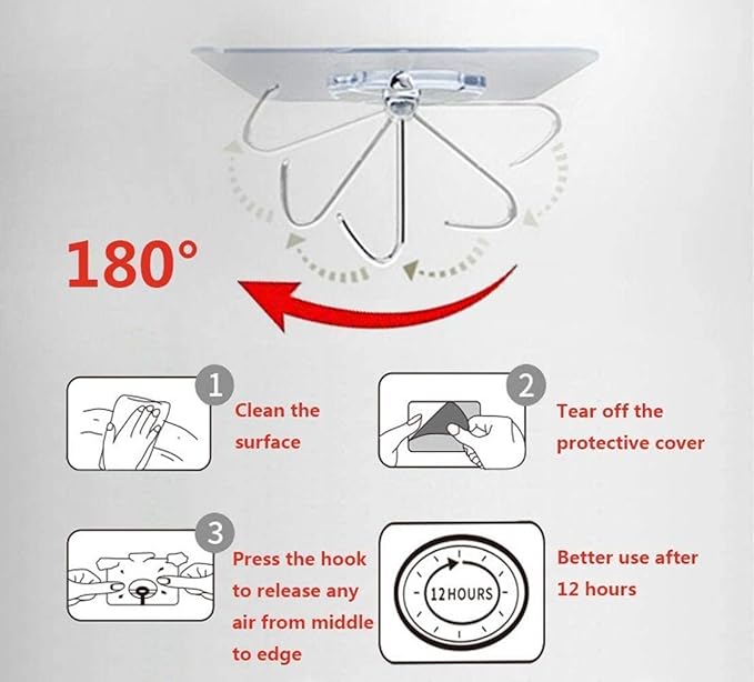 Transparent Adhesive Hooks 30 lb, Waterproof and Oilproof Reusable Seamless - Image 3