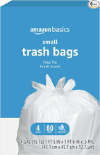 Amazon Basics 4 Gallon Trash Bags, Flap Ties, Fresh Scent by AmazonBasics
