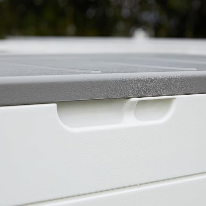 TARKARI Premium Pro Edition 100 Gallon Lockable Resin Deck Box, Waterproof & UV-Resistant Outdoor Storage Box for Outdoor Cushion Storage, Garden Tools & Pool Accessories Storage, White - Image 6