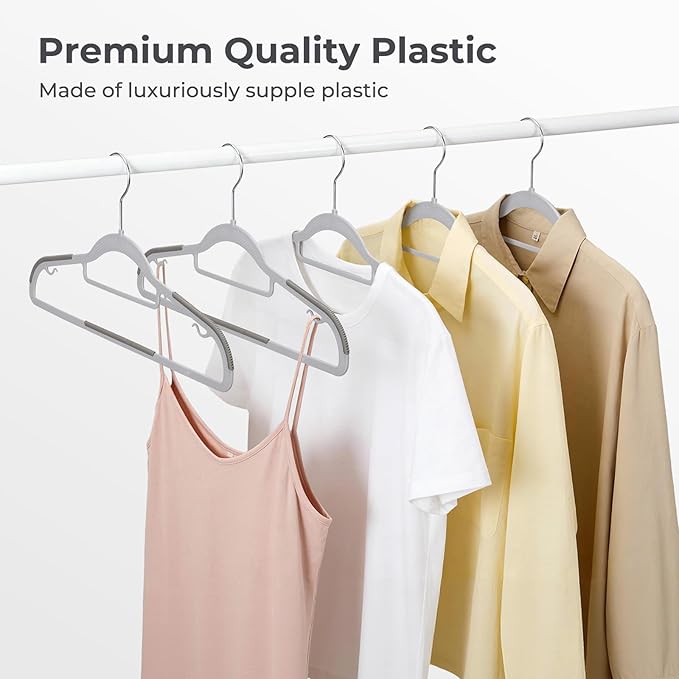 HOUSE DAY Quality Plastic Hangers 30 Pack, Non Slip Plastic Clothes Hangers Gray - Image 8