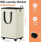 Laundry Basket with Wheels, Collapsible Laundry Baskets, Laundry Hamper with - Image 2
