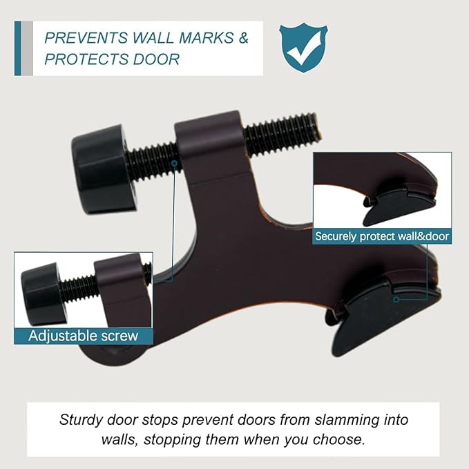 6 Pack Hinge Pin Oil Rubbed Bronze Door Stopper, Adjustable Heavy Duty Hinge - Image 3