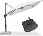 PURPLE LEAF 9 Feet Patio Umbrella with Base Outdoor Cantilever Square Umbrella Aluminum Offset Umbrella with 360-degree Rotation for Garden Deck Pool Patio White - Image 9