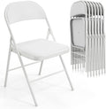 VINGLI 8 Pack Folding Chairs with Padded Seats, Metal Frame with Pu Leather Seat & Back, Capacity 350 lbs, White by VINGLI