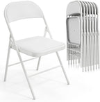 VINGLI 8 Pack Folding Chairs with Padded Seats, Metal Frame with Pu Leather Seat & Back, Capacity 350 lbs, White by VINGLI