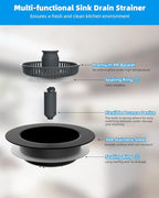Hibbent Upgraded 3 in 1 Kitchen Sink Drain Strainer and Stopper Combo, - Image 6