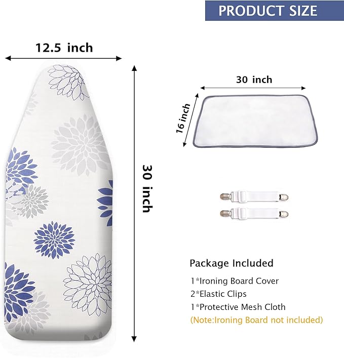 SheeChung 12.5"x32" Small Ironing Board Cover and Pad, Fits Mini Table Top - Image 2