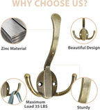 10 Pack Coat Hooks Heavy Duty, Metal Three Prongs Large Coat Hooks Wall Mounted - Image 3