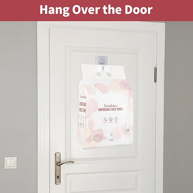 Disposable Towels for Face Hang Over the Door or on Wall, 300 ct, 2 Pack - Image 2