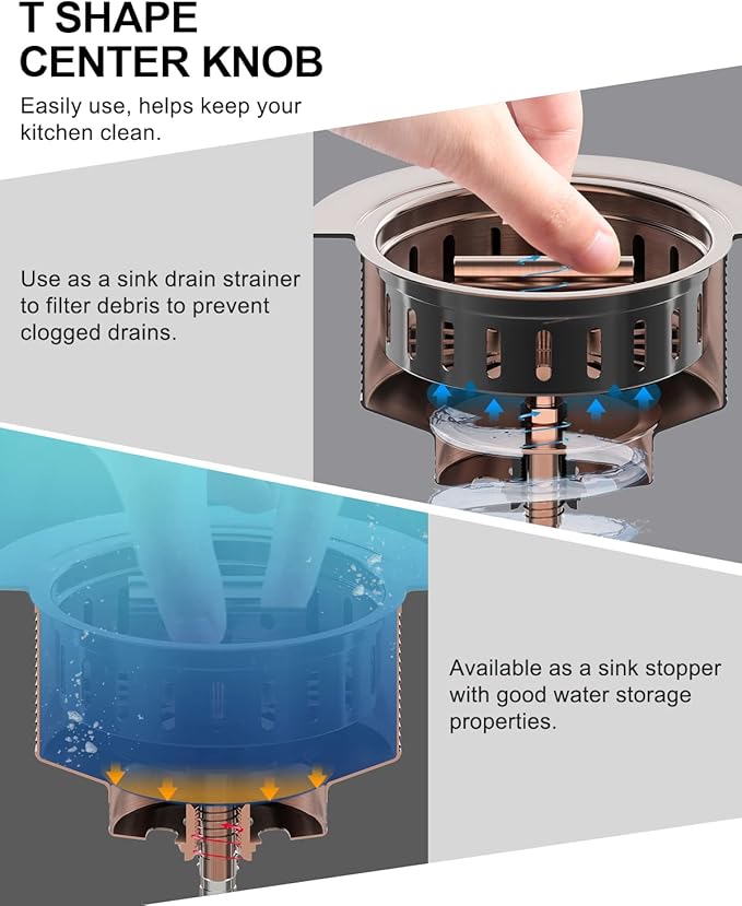 BOTEMY B9171 Copper Kitchen Sink Drain Kit 3 1/2 Sink Strainer - Image 4