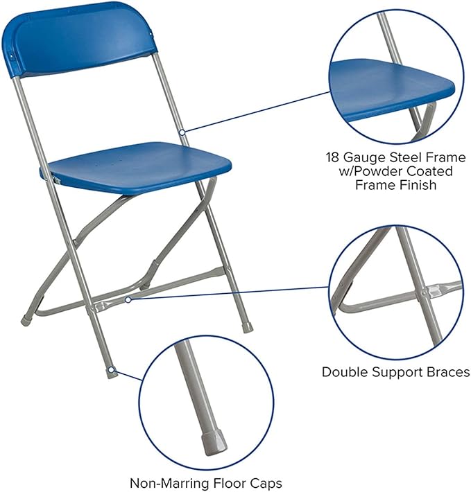 Flash Furniture Hercules Series Plastic Folding Chairs for Parties and Weddings, Stackable Commercial Event Seats, Set of 10, Blue - Image 7