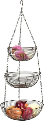 RSVP International Hanging Storage Collection 3-Tier Baskets, Bronze Woven Wire - Image 2