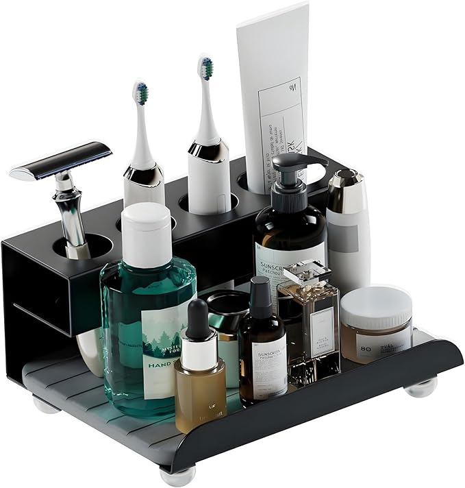 Quick Dry Electric Toothbrush Holder 4 Slots Metal Bathroom Counter Organizer by YOOLENS