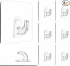 Hawsam 8PCS Clear Adhesive Sticky Wall Hooks, No Drilling Strong Waterproof by H+Hawsam