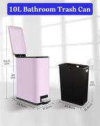 Rubbish Bin with Lid, 10 L, Stainless Steel Bathroom Waste Bin, Small Waste Bin - Image 9