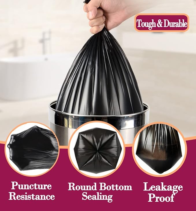 4 Gallon 180pcs Small Black Trash Bags Strong Garbage Bags, Bathroom Trash Can - Image 3
