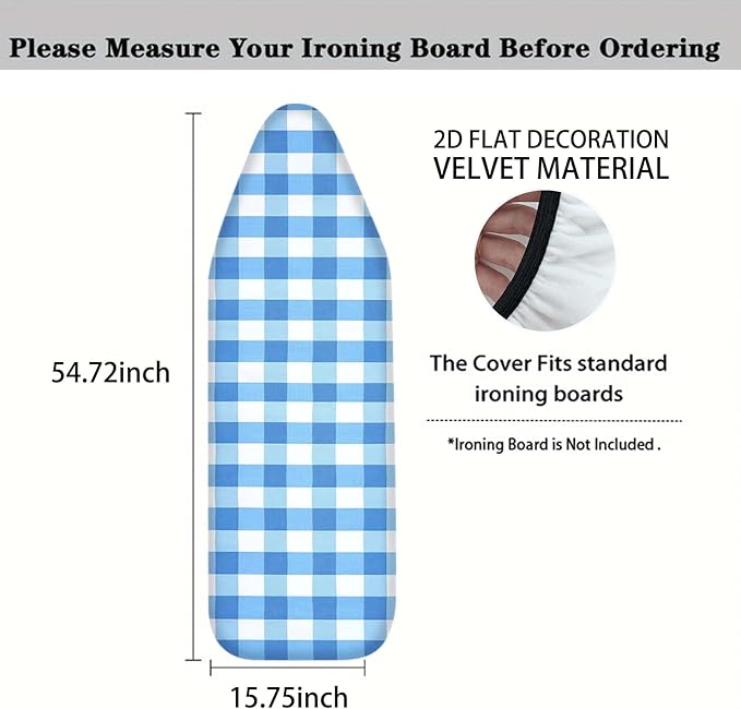 Nuxovilar Blue and White Gingham Ironing Board Cover, This Cover Fits Most - Image 4
