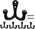 5 Pack Coat Hooks Wall Mounted Black Rustic Jacket Hooks Heavy Duty Double by Mokife