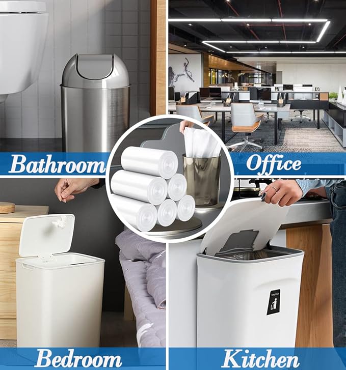 2.6 Gallon Clear trash can liners 300 counts, Small trash bags garbage Bags - Image 7