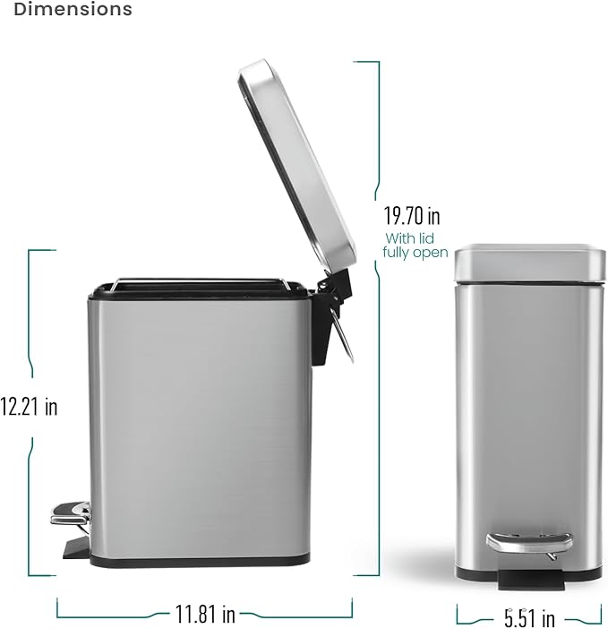 Home Zone Living 1.3 Gallon Small Bathroom Trash Can - Image 7